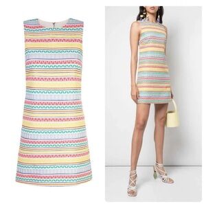 Alice + Olivia Aztec embroidered shift mini dress size 0 EUC